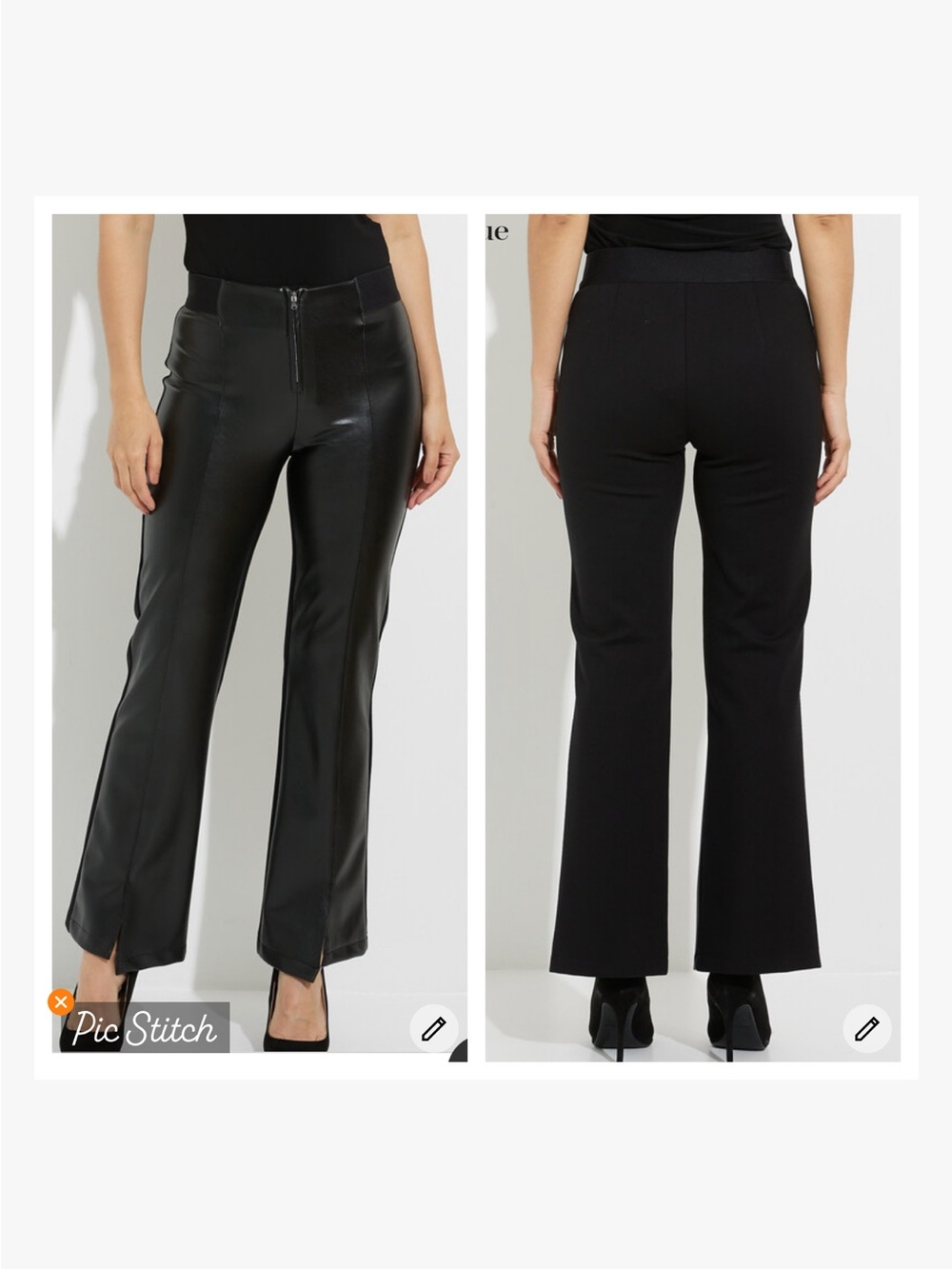Joseph Ribkoff 224311 Black Leatherette Flare Pants
